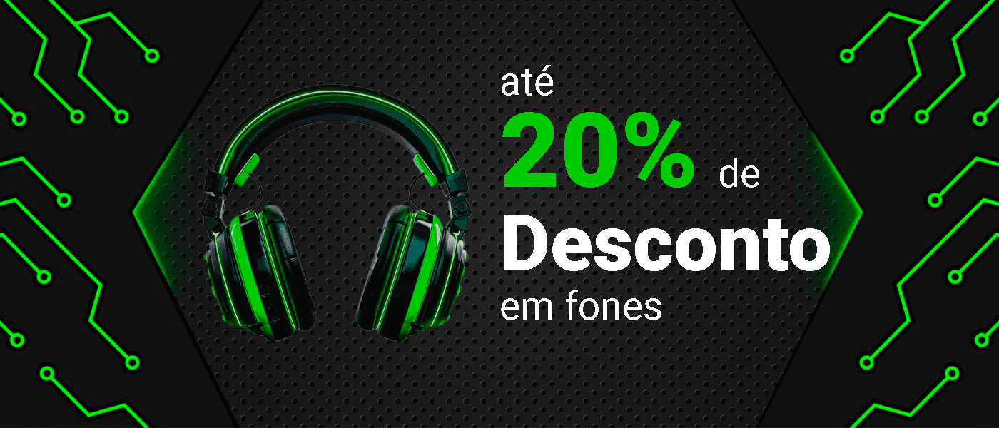 Até 20% de desconto em fones!